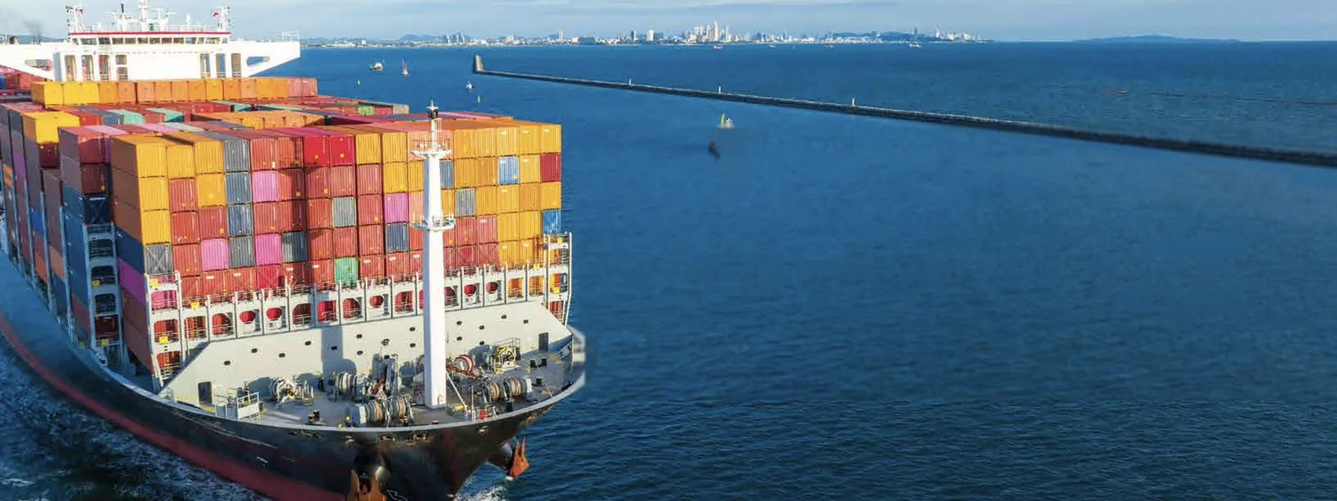 Container vessel at sea